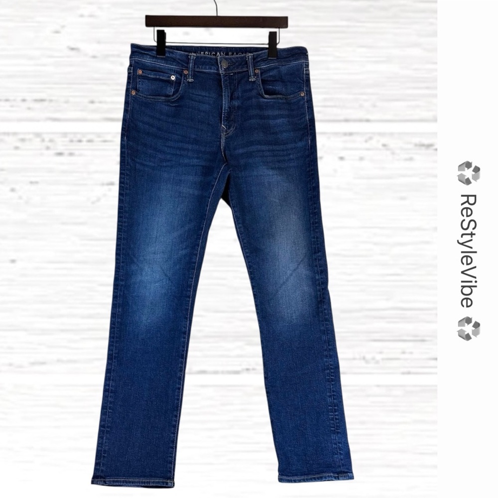 AMERICAN EAGLE Men’s Size 34x32 Denim Jeans Slim Straight Style Stretch AirFlex+